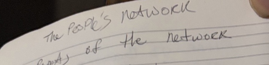 Handwritten page title: The People's Network — components of the network